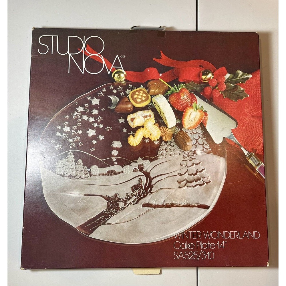 Studio Nova Winterland Cake Plate Christmas West Germany Granny Core 14” NIB